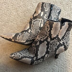 Snakeskin Ankle Boots - Black and White